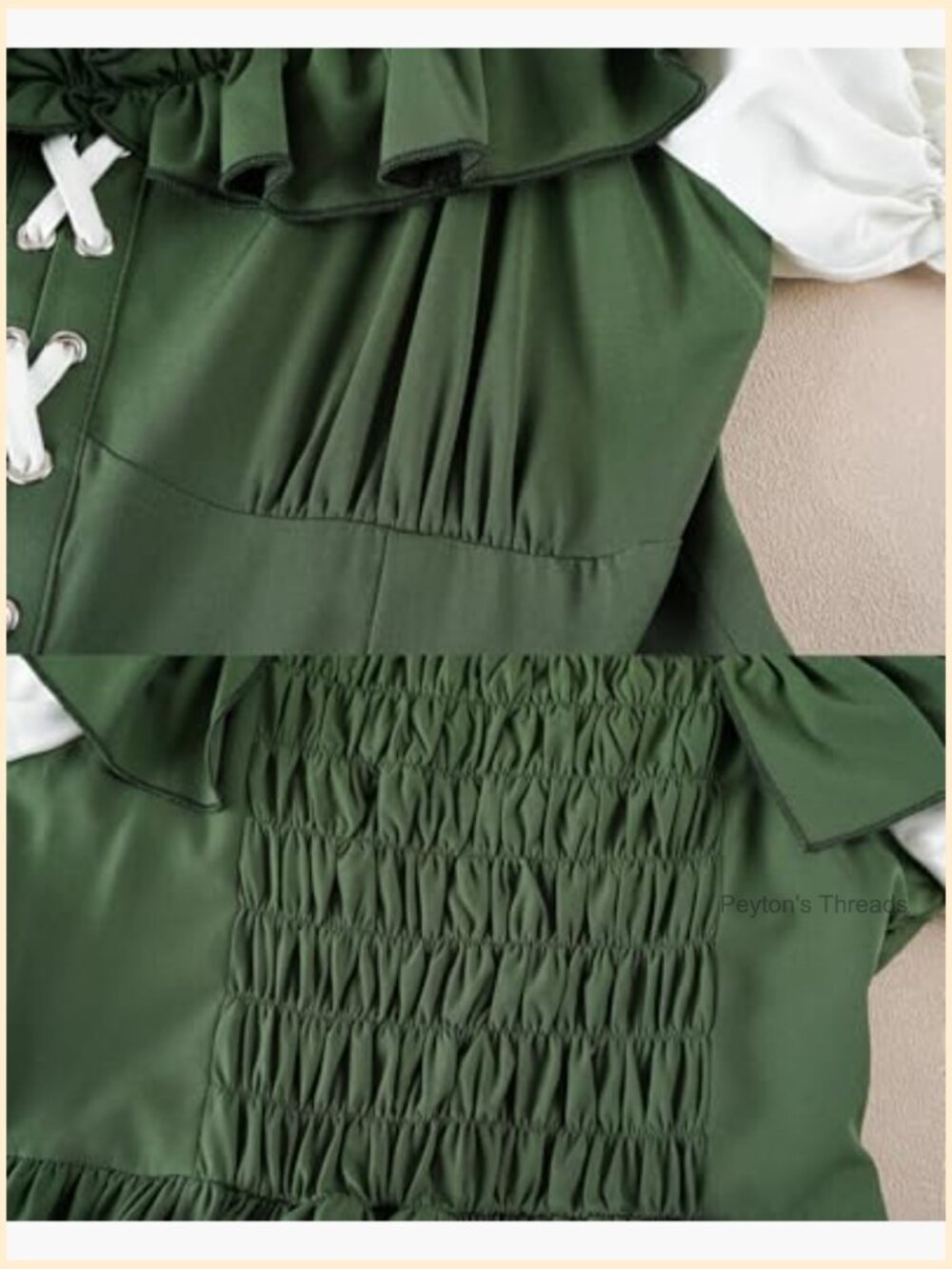 Renaissance Dress Women Medieval Costume Lace Up Puff Sleeves Maxi Ren Faire - Picture 6 of 7